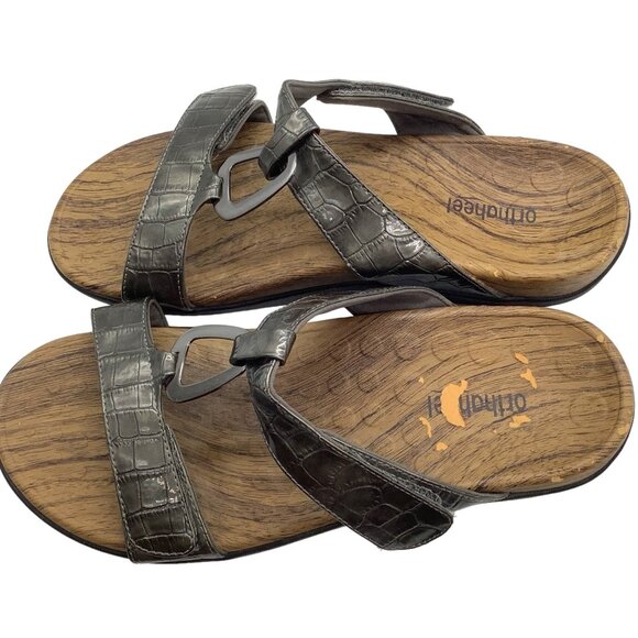 ORTHAHEEL Layla Slide Sandals 40 9 Lightweight Adjustable Croc Gray Double Strap - Picture 3 of 11